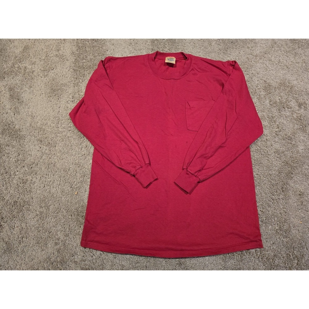 Vintage Russell Athletic LL Bean Long Sleeve Large Shirt Red Made In USA Mens